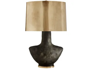 ARMATO - Small Table Lamp in Stained Black Metallic Ceramic _ Visual Comfort Europe